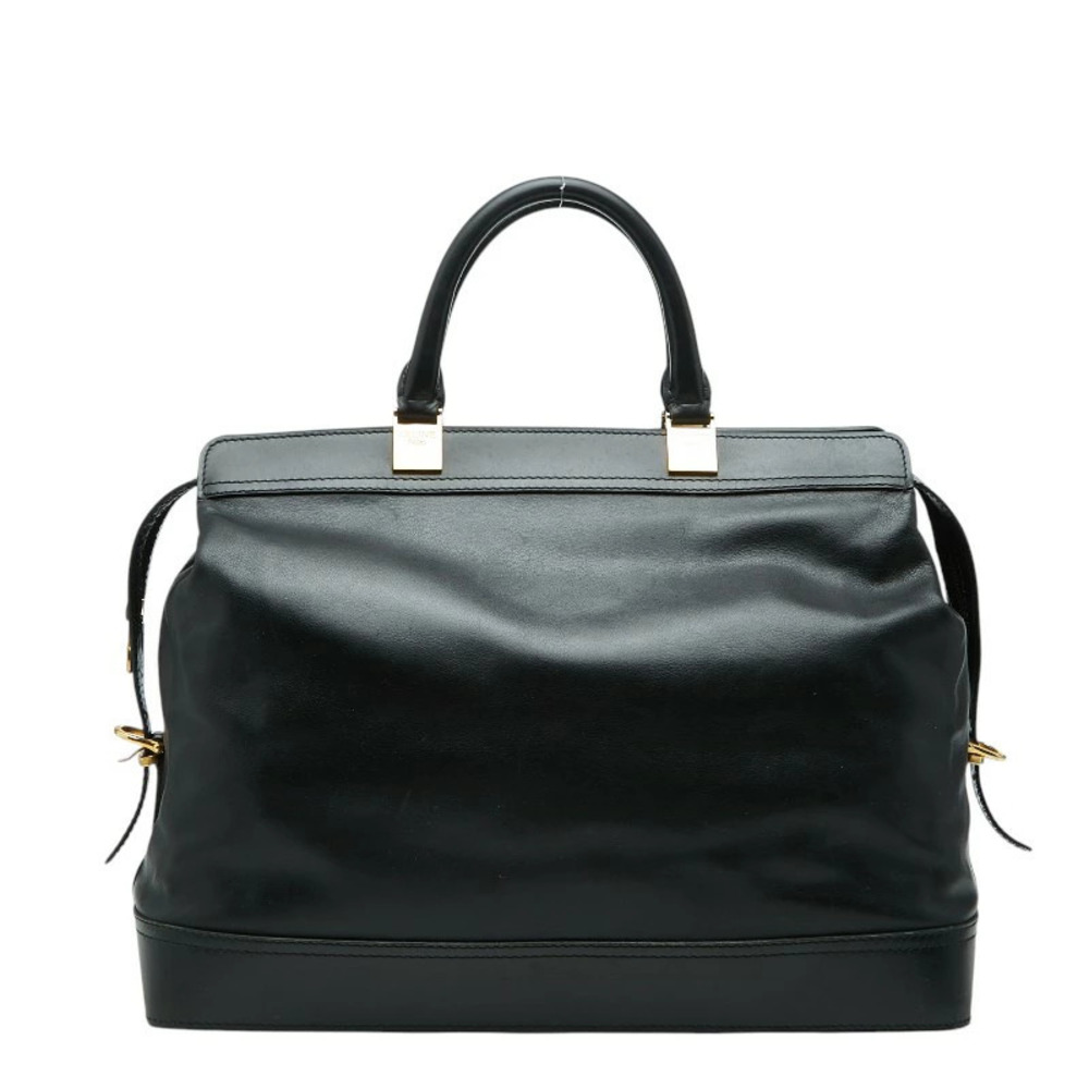 Celine Leather Handbag structured black leather contrasting